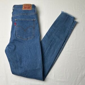 Levi's Womens 720 High Rise Super Skinny Jeans Blue Size 27/4 Distressed Stretch